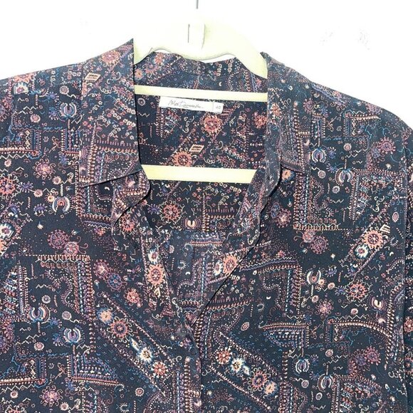 Mes Demoiselles Womens Donovan Shirt Dress Size 8 Black Multicolor Pure Silk - Picture 10 of 16